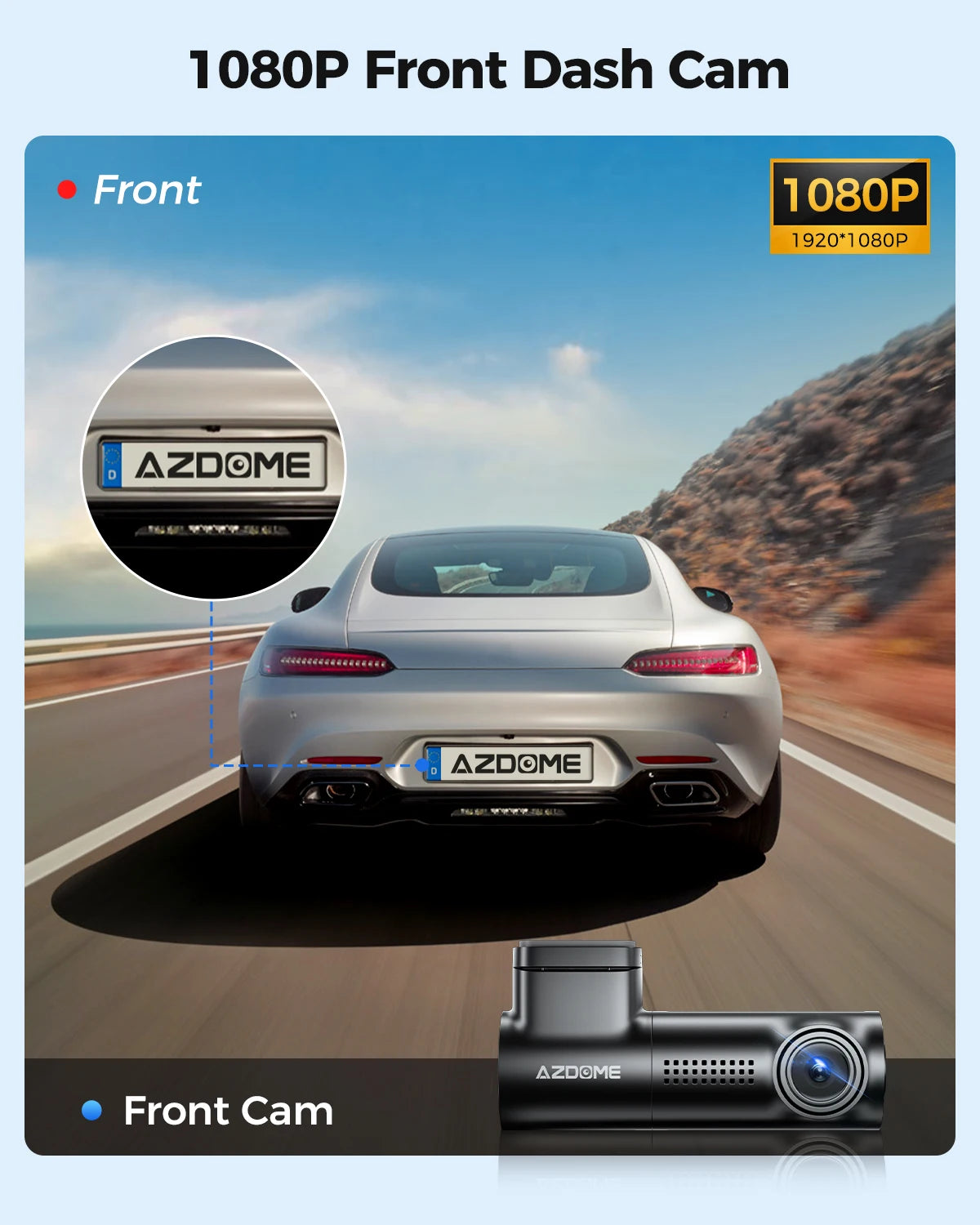 AZDOME M330 Dash Cam - 1080P Car DVR with Smart Voice Control, WiFi, G-Sensor, Parking Monitor & Loop Recording!