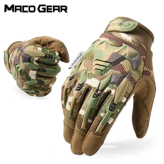 Multicam Full Finger Tactical Gloves for Men - Ideal for Army, Combat, Airsoft, Cycling, Outdoor Activities, Hiking, Shooting, Paintball, and Hunting.