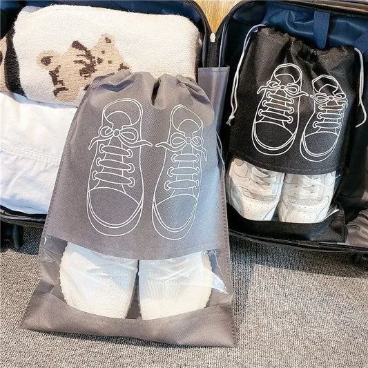5/10pcs Non-Woven Shoe Storage Bags – Portable Waterproof Travel Organizer with Drawstring for Closet & Luggage
