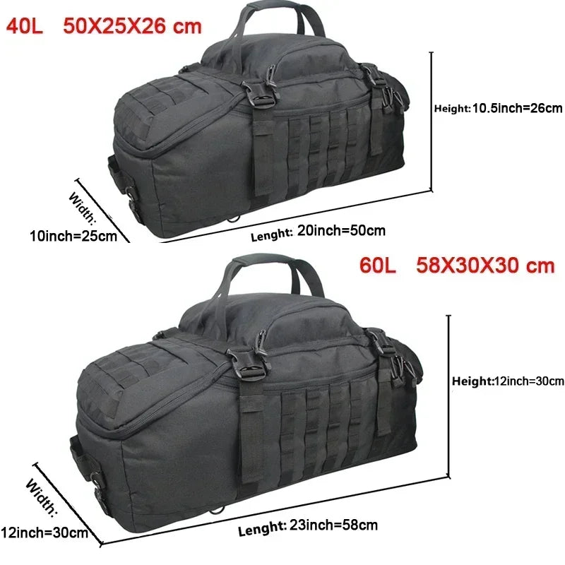 40L/60L/80L Large Capacity Waterproof Travel Bags - Men's Military Duffel Bag, Travel Tote, and Weekend Luggage