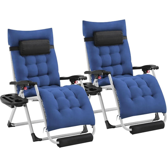 Zero Gravity Recliner Chair – Folding Lounge with Removable Cushion, Headrest & Cup Holder Tray for Indoor/Outdoor Use