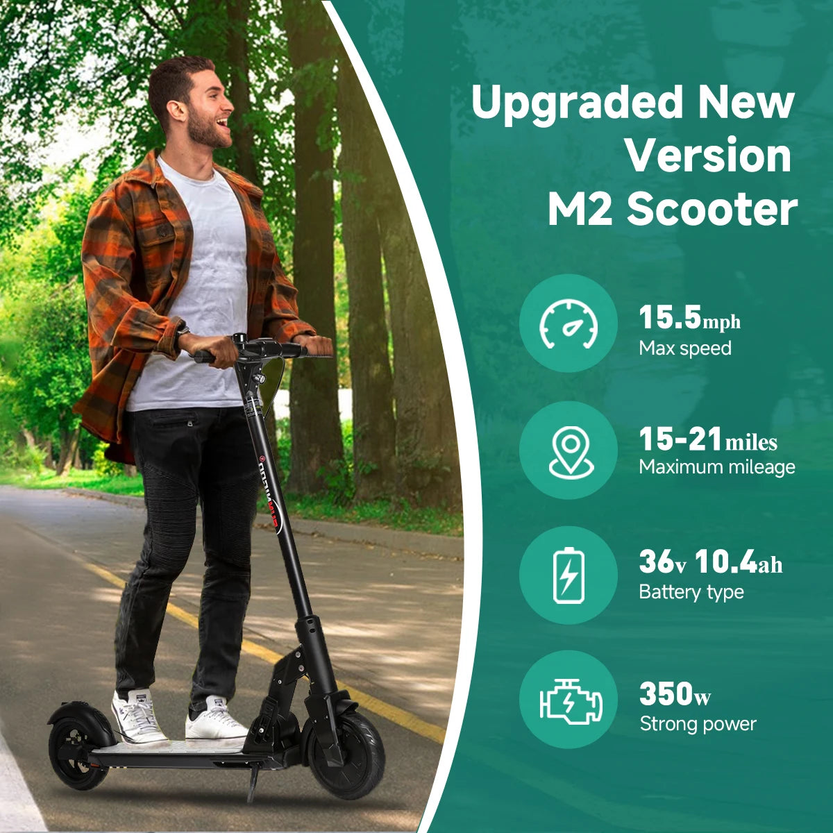 Lightweight 36V Electric Scooter – 15.5mph, 21-Mile Range, Foldable and Anti-Skid