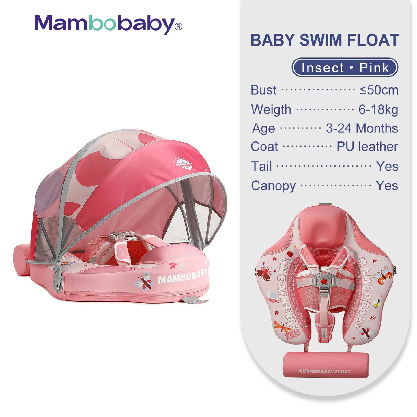 2024 Mambobaby Animal Float – Non-Inflatable Solid Baby Swim Trainer Ring for Infant Pool Safety & Water Fun