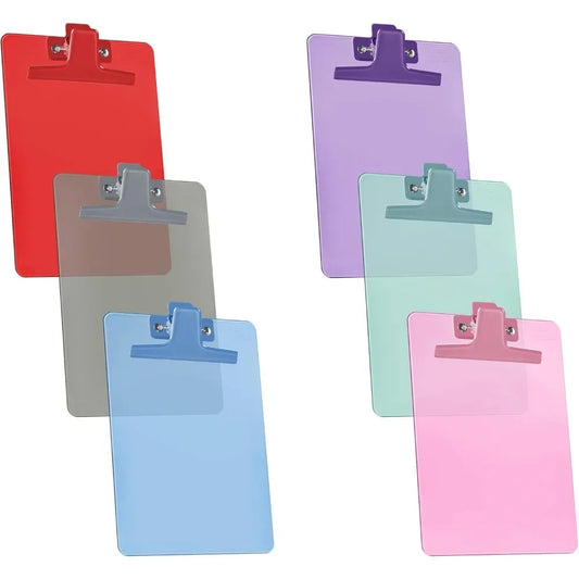 (6-Pack) A5 Clipboards – Premium Metal Clip, Durable Plastic, 9.25" x 6.3" – Assorted Colors