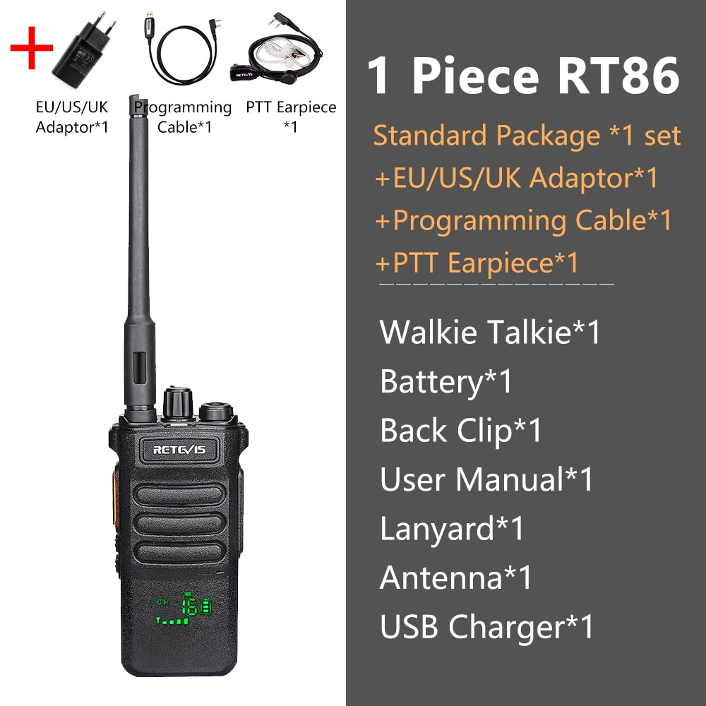 Long-Range Portable Communicator: 10W Retevis Two-Way Walkie Talkie Radio for Hunting, Fishing, and Camping