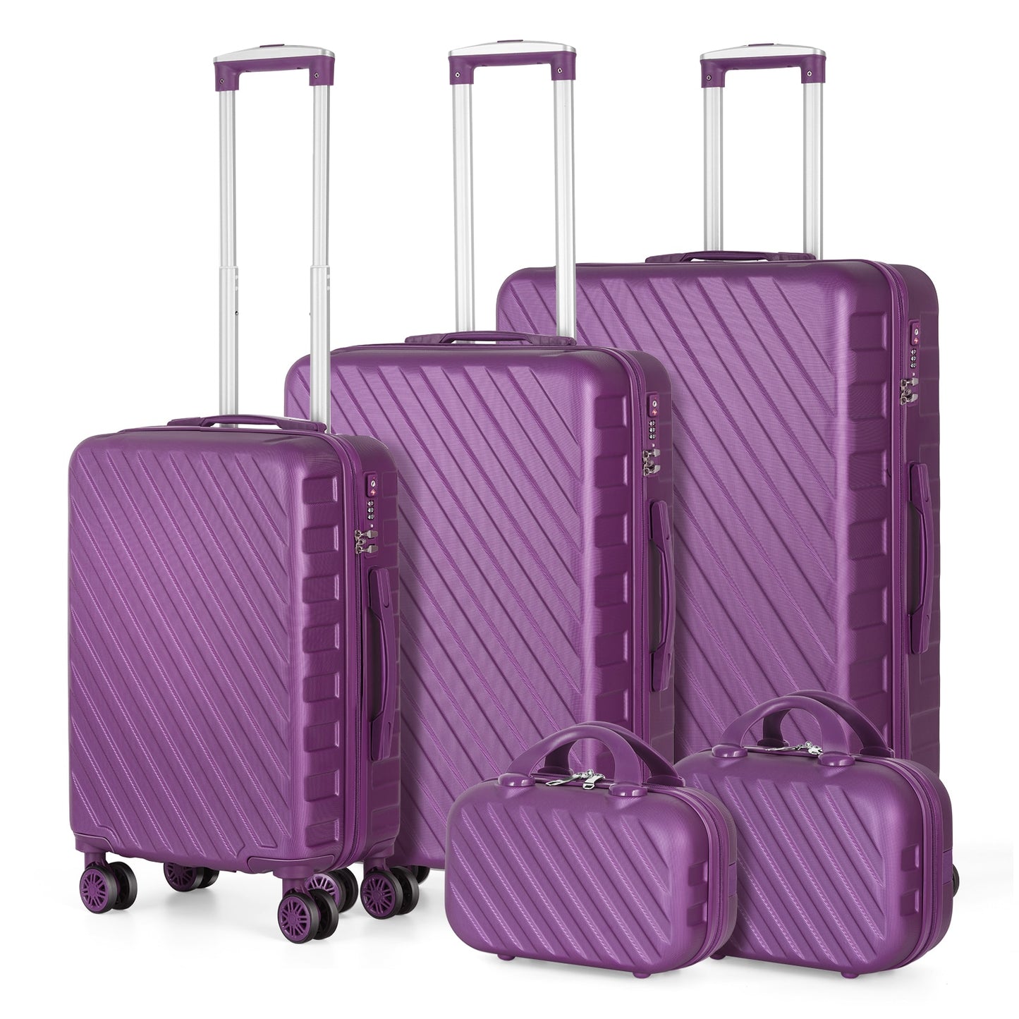 Travel in Style: 5-Piece Luggage Set with Cosmetic Suitcase, Portable Boarding Luggage, and 360-Degree Spinner Wheels