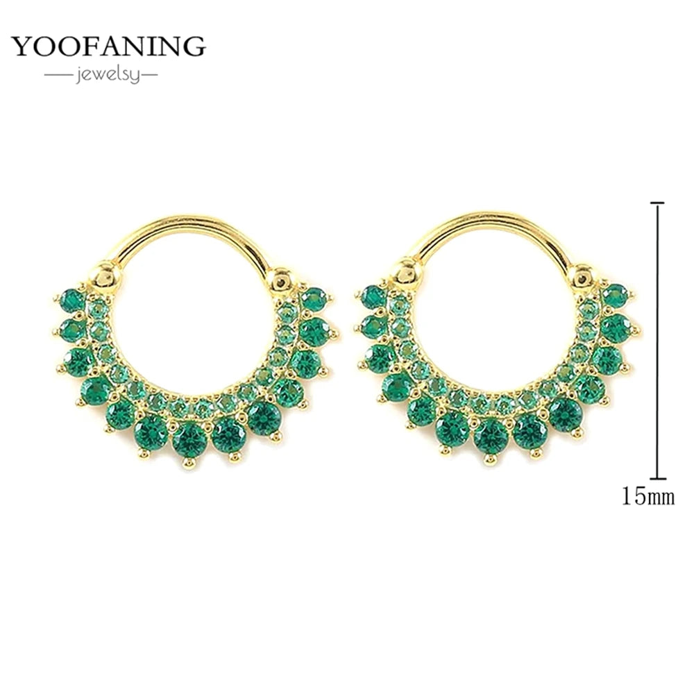 925 Sterling Silver Women's Earrings – Heart-Shaped Green Zircon Flower with Geometric Luxury Design