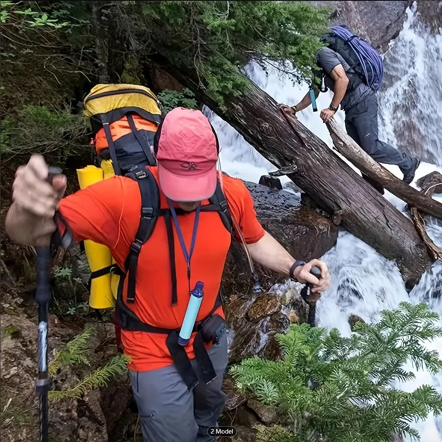 Portable Water Filter Straw: Personal Filtration System for Emergency Survival, Camping, Hiking, and Climbing - Single Unit