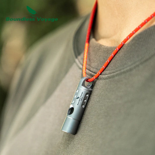 Boundless Voyage Titanium Whistle Pendant – High Decibel Emergency Survival Whistle for Outdoor Camping and Sports Training