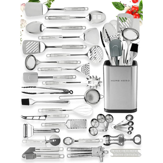 Home Hero 54-Piece Stainless Steel Kitchen Utensil Set – Nonstick, Heat-Resistant Essentials