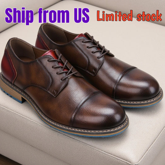 Retro Men’s Derby Shoes – Casual Leather Dress Shoes with Classic Lace-Up Style