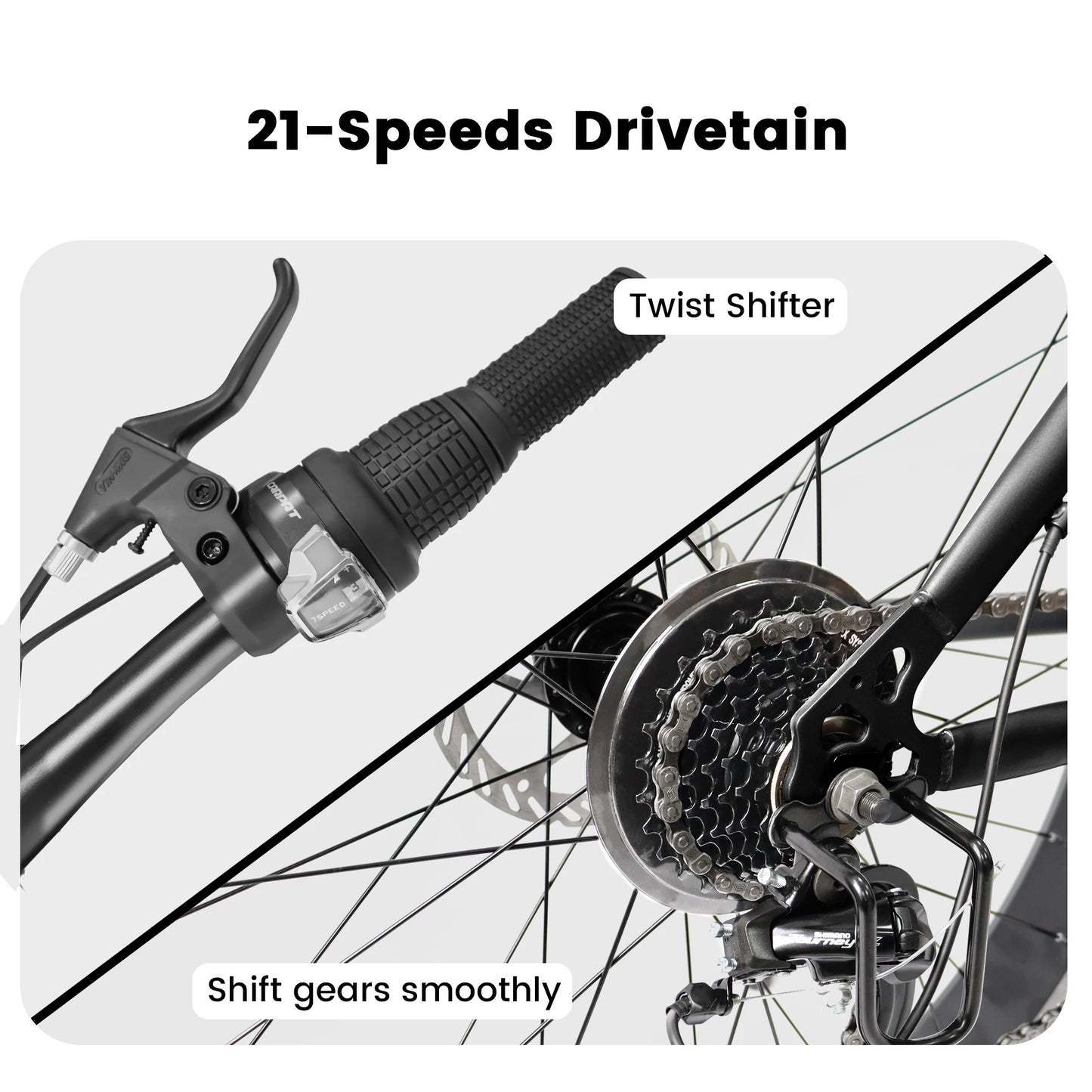 Ecarpat 26-Inch Fat Tire Mountain Bike – 4" Wide Tires, 21-Speed Snow Bike with Steel Frame & Disc Brakes for Men & Women