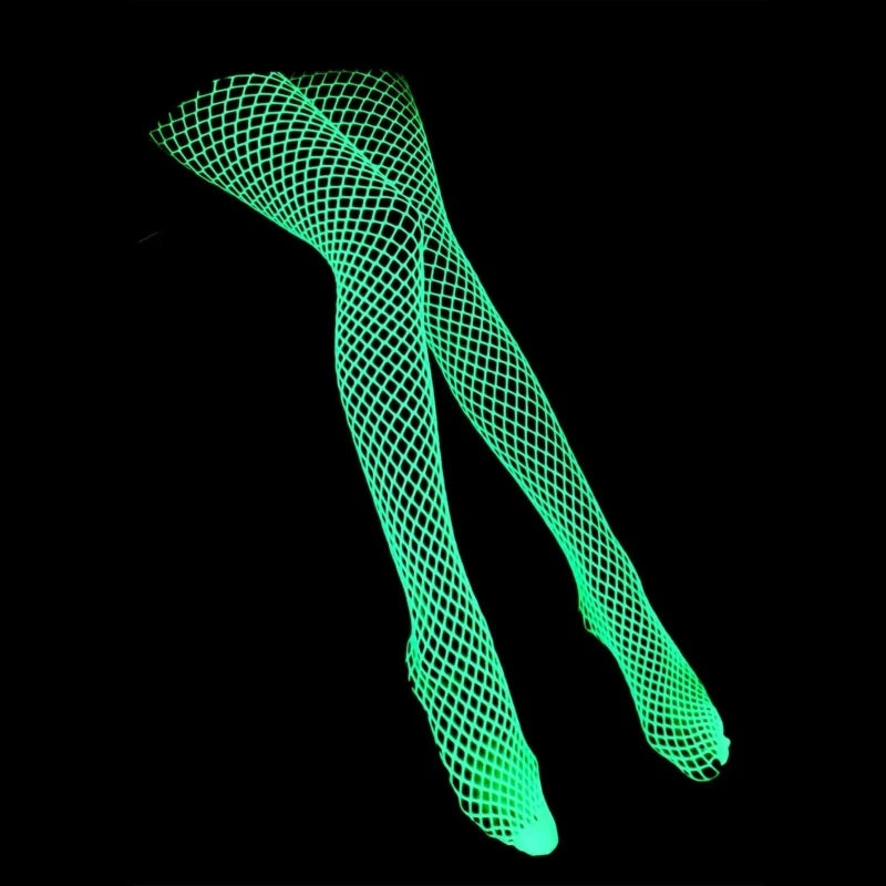 High Elasticity Luminous Pantyhose - Sexy Hollow Out Fishnet Stockings with Glow-in-the-Dark Effect for Parties & Clubs!