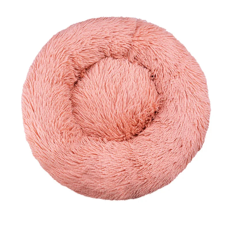 Round Plush Dog & Cat Bed – Winter Warm Washable Pet Bed for Small, Medium & Large Pets