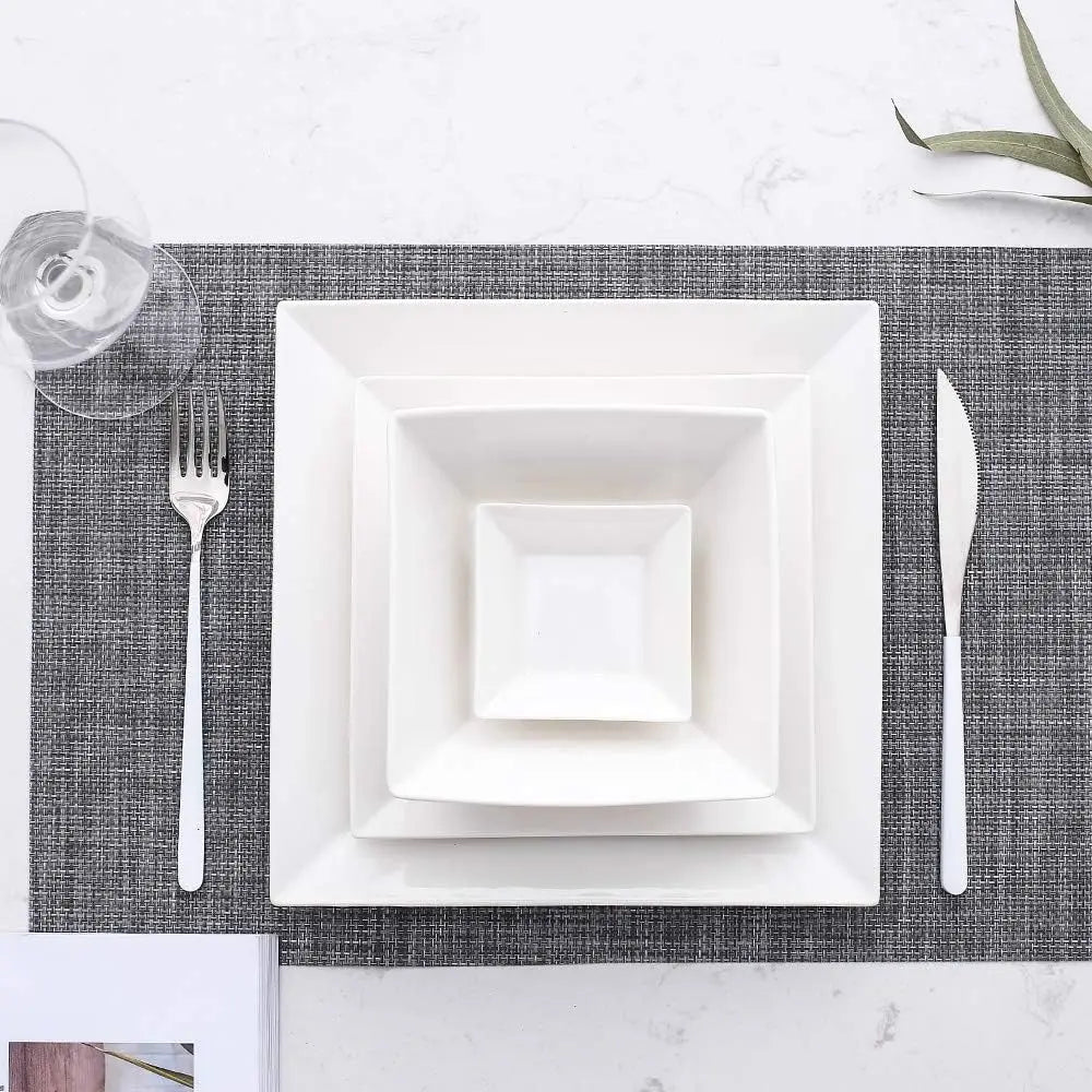 Elevate Your Dining: Elegant 24-Piece Square Dinnerware Set for 6 – Includes Plates, Bowls & Saucers in Off-White