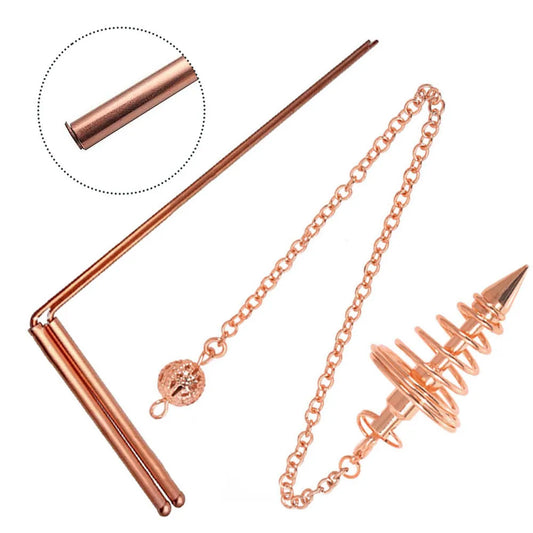Unlock Hidden Energies: Copper Dowsing Rod & Pendulum Set for Discovery & Healing