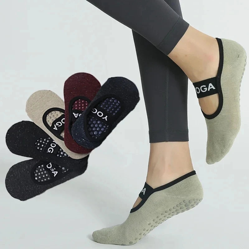🧘‍♀️ Breathable Non-Slip Yoga & Pilates Socks for Women – Cotton, Backless, Silicone Grip – Ideal for Fitness, Ballet, Dance, Barre & Home Workouts