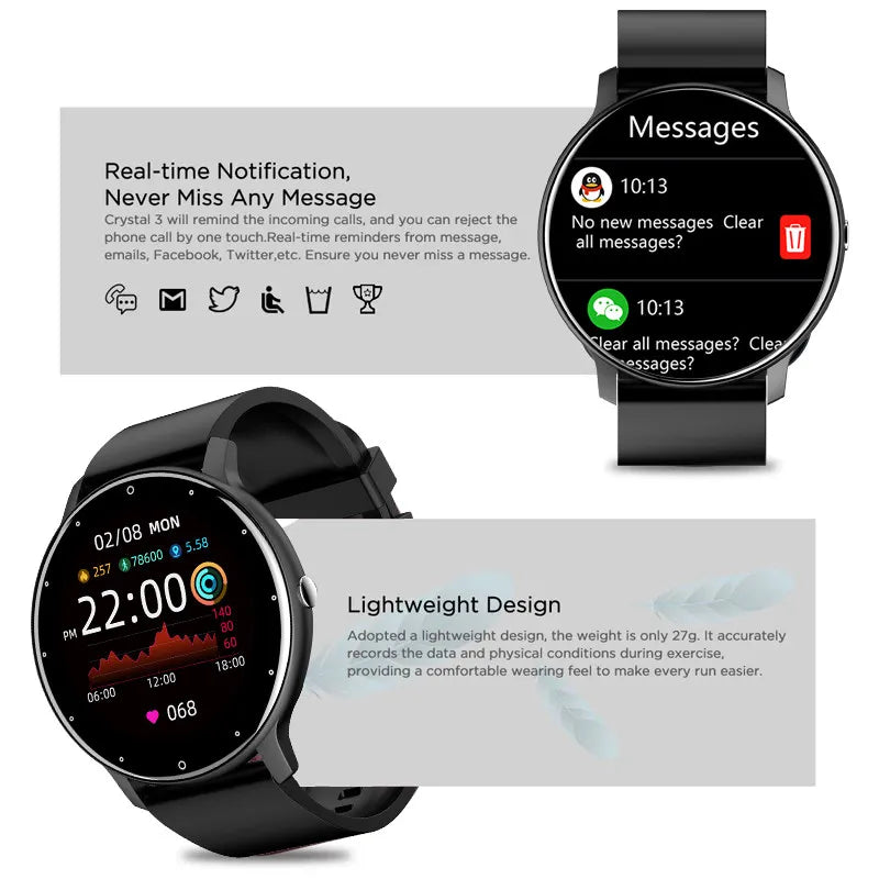 L02D Smart Watch: Full Touch Screen, IP68 Waterproof, Fitness Tracker, and Bluetooth Smartwatch for Men and Women in 2023