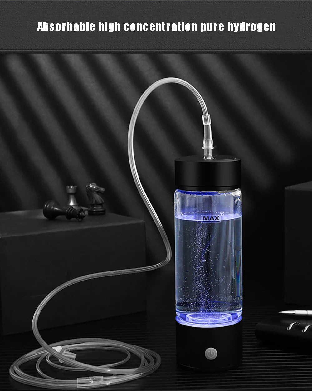 Portable Hydrogen-Rich Water Cup: Ionizer & Super Antioxidant Maker with Filter - 420ml