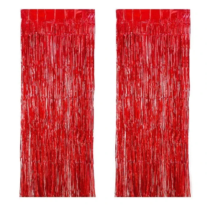 2-Pack Metallic Tinsel Fringe Curtains – 2x1M Glitter Party Backdrops for Birthday, Wedding, Bachelorette & Event Decor