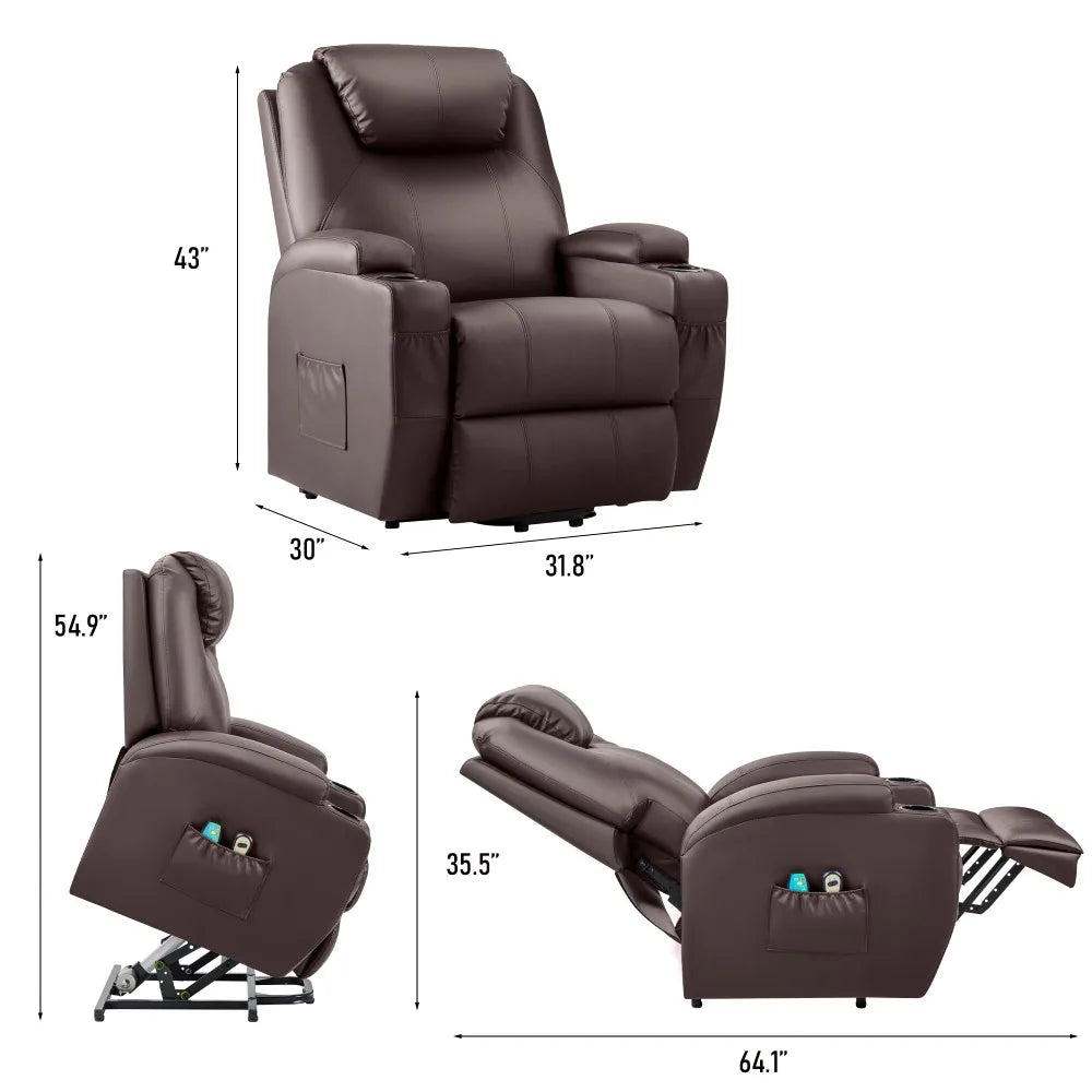 2023 Modern Power Lift Recliner: Heat, Massage, and PU Leather Comfort for Elderly