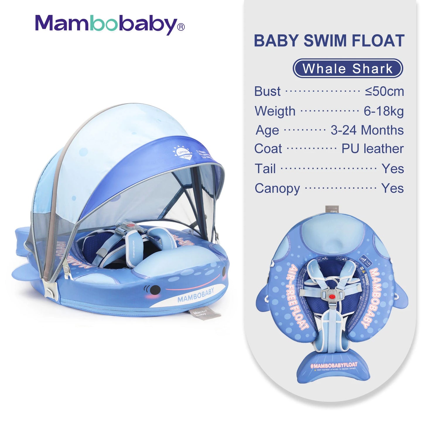 2024 Mambobaby Animal Float – Non-Inflatable Solid Baby Swim Trainer Ring for Infant Pool Safety & Water Fun