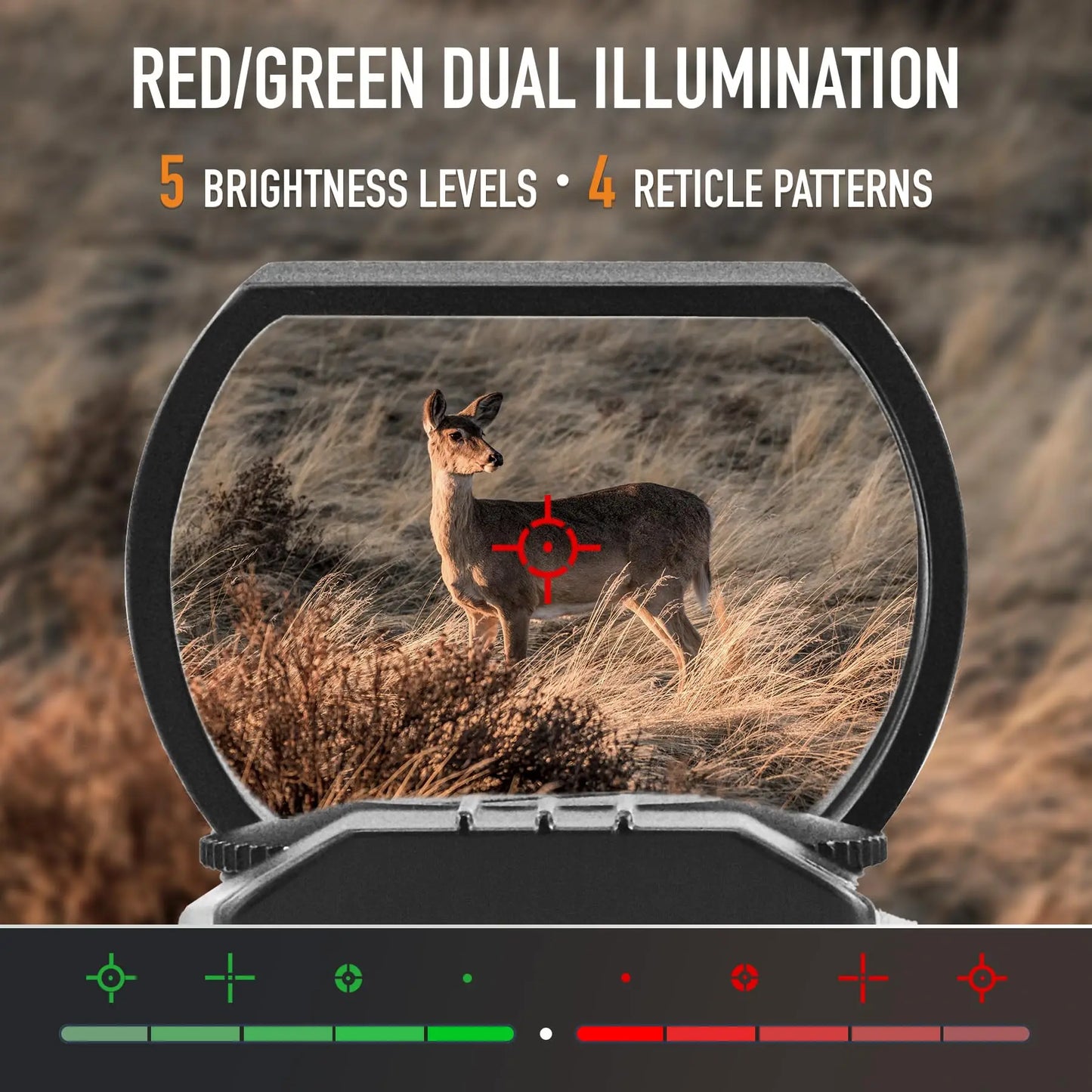 HD101B Tactical Red Dot Sight with Laser – 4 Reticle Holographic Scope for Hunting & Airsoft