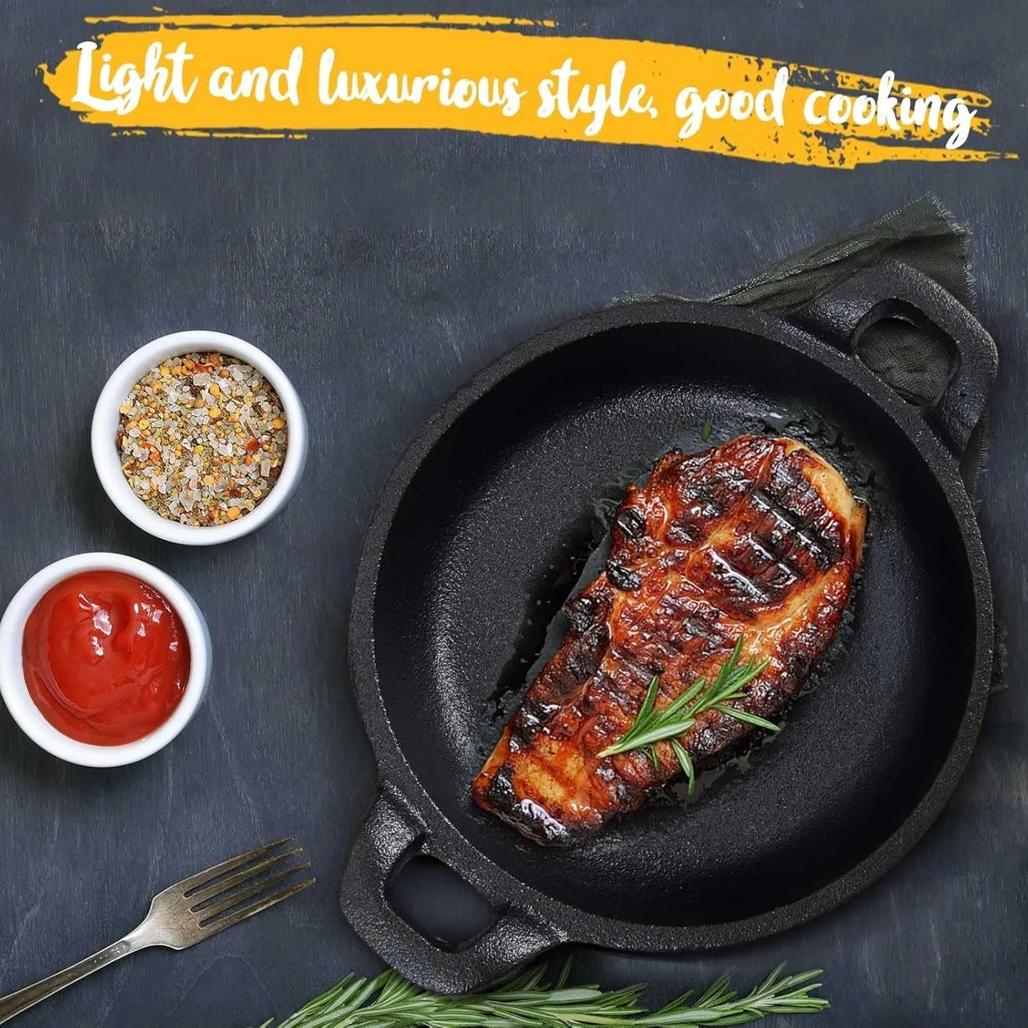 Mini Cast Iron Frying Pan Set – 2-Piece, 5" x 5" x 1.3", Black, Oven-Safe Skillets for Indoor/Outdoor Cooking, Kitchen & Picnic Use