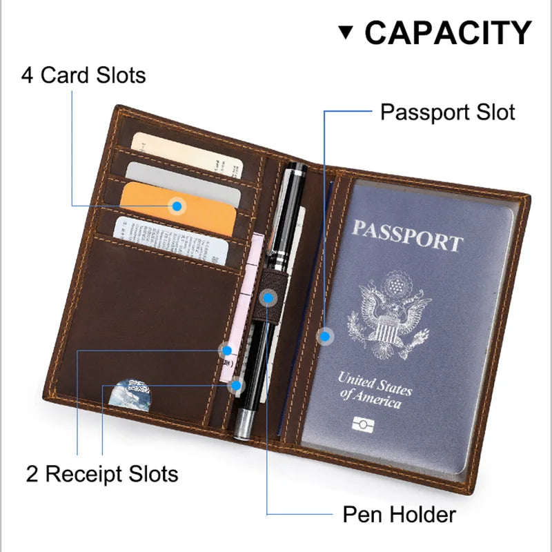 CONTACT'S Genuine Leather Passport Holder & Wallet - Vintage-Style Card Holder for Men, Perfect for Travel!