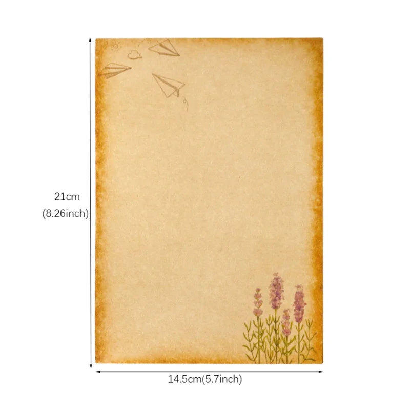 16pcs Vintage Writing Paper Old Parchment Design Kraft Paper for Invitations Gift Decorations Holiday Event Party Supplies A5