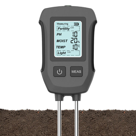 5-in-1 Digital Soil Tester with LCD Backlight – Measures pH, Moisture, Temperature, Fertility & Sunlight for Garden & Lawn