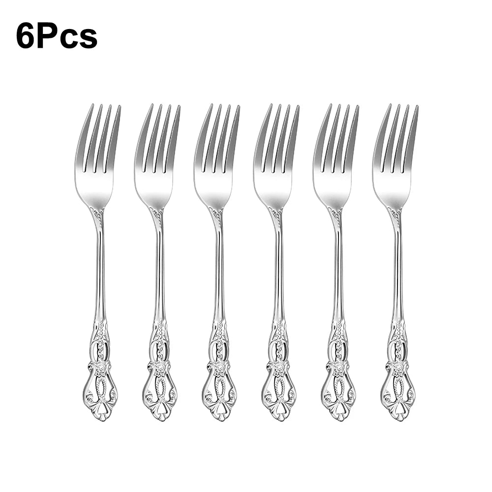 6/24/30-Piece Luxury Silver Cutlery Set – Elegant Stainless Steel Flatware for Stylish Dining