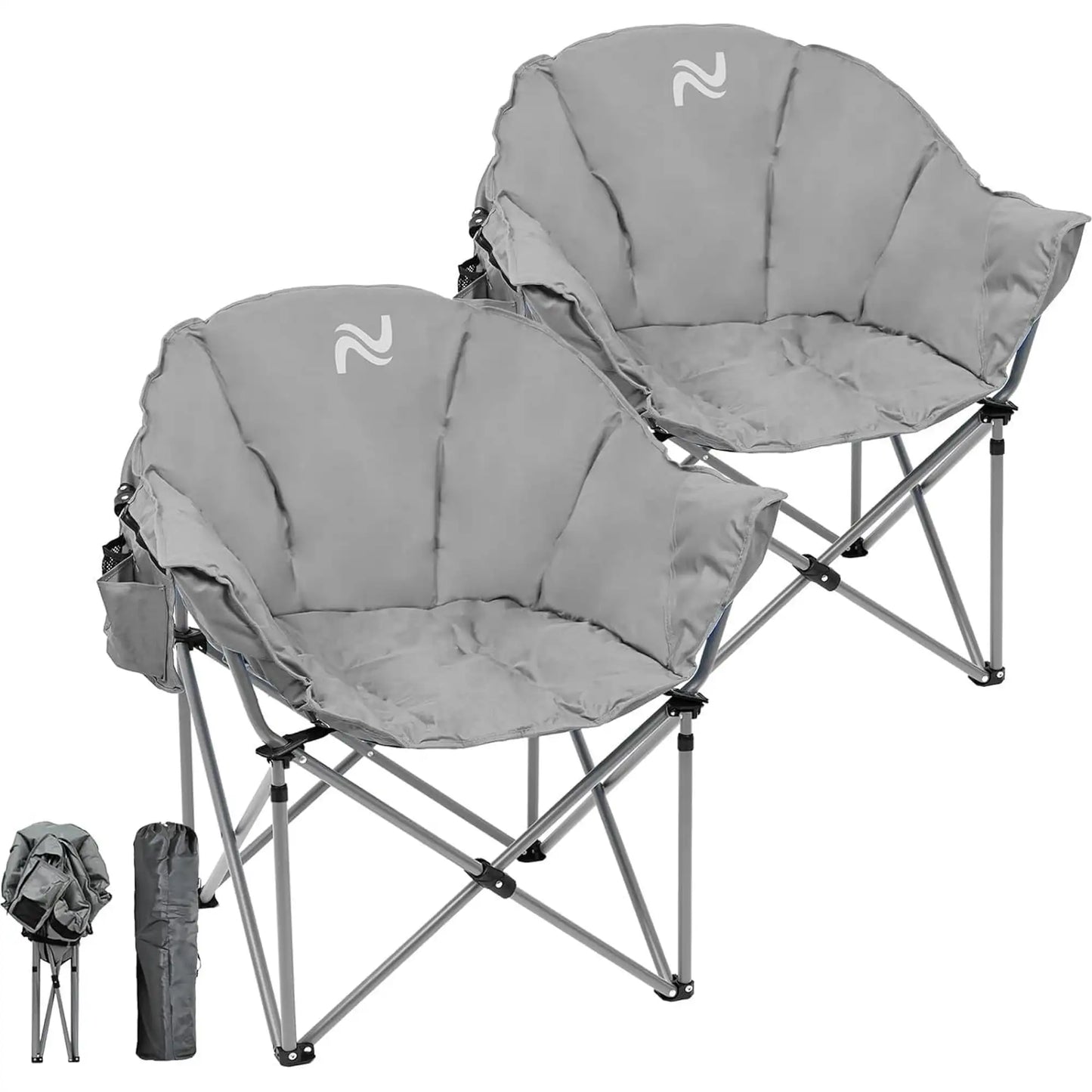 XXXL Double Camping Chair with Shade Canopy – Oversized 2-Person Folding Chair with Cup Holders, Heavy-Duty Outdoor Beach Seat + Carry Bag