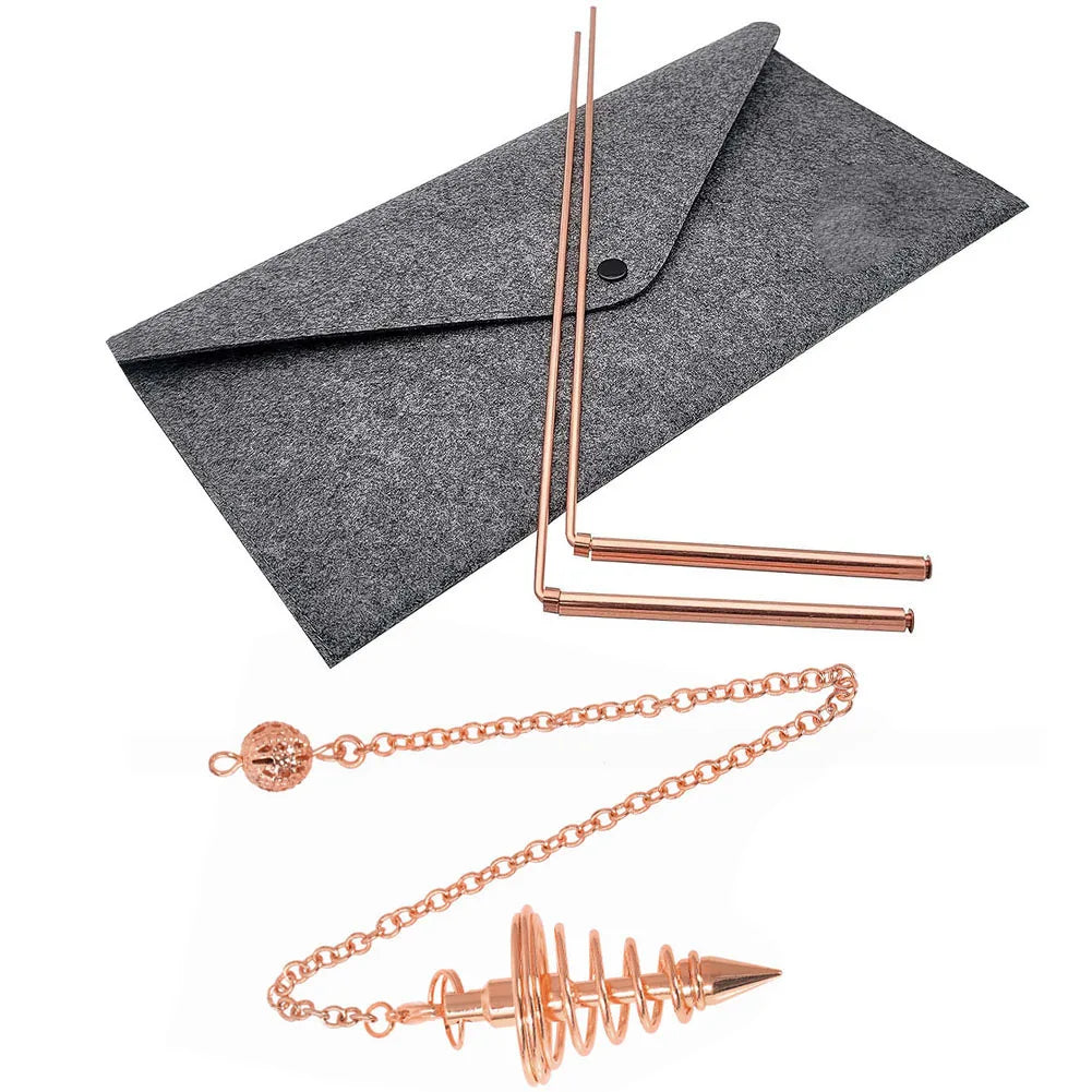 Unlock Hidden Energies: Copper Dowsing Rod & Pendulum Set for Discovery & Healing