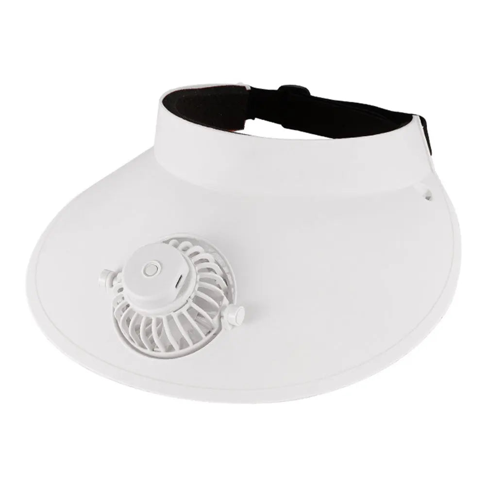 Sun Visor Hat with Cooling Fan – Breathable Open-Top Cap for Summer, Beach & Outdoor Sun Protection