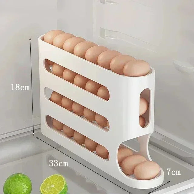 Automatic Rolling Egg Storage Box – 2 to 4 Layer Slide Organizer for Fridge & Side Door Storage