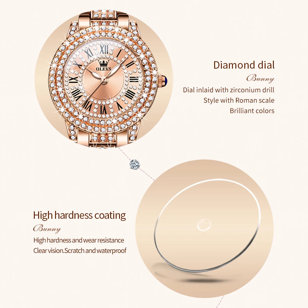 Original Diamond Women's Watch: Elegant Stainless Steel Waterproof Quartz Wristwatch for Luxury Ladies