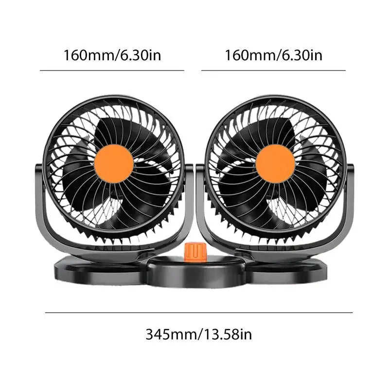 Dual Head USB Car Fan | Adjustable Strong Wind Electric Dashboard Cooling Air Circulator for Ultimate Comfort