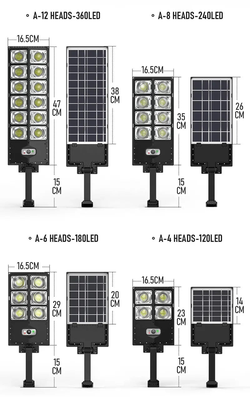 Powerful Outdoor Solar Lights with 4/6/8/10/12 Heads - 504 LED Garden Lamp, Waterproof Motion Sensor Street Light