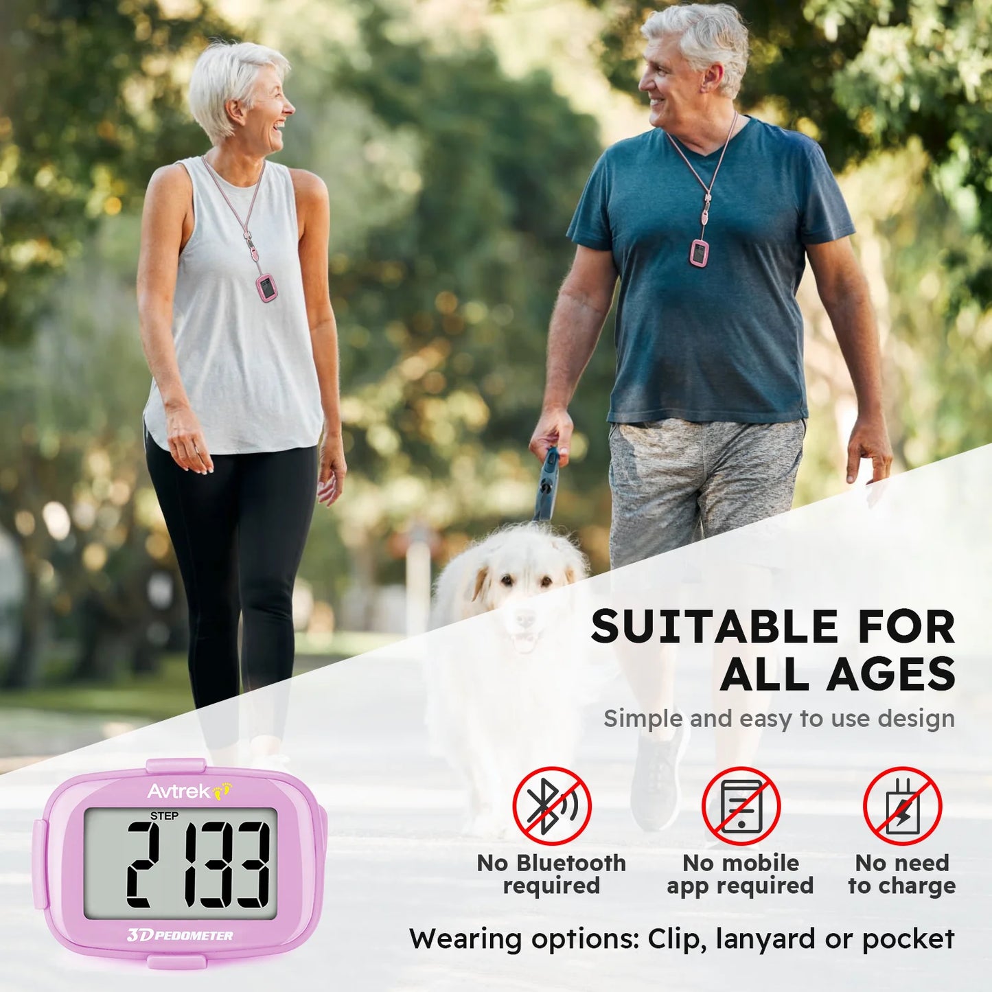 Avtrek 3D Mini Digital Step Counter Pedometer – Portable Pocket Step Tracker with Clock for Walking, Running, Outdoor Fitness