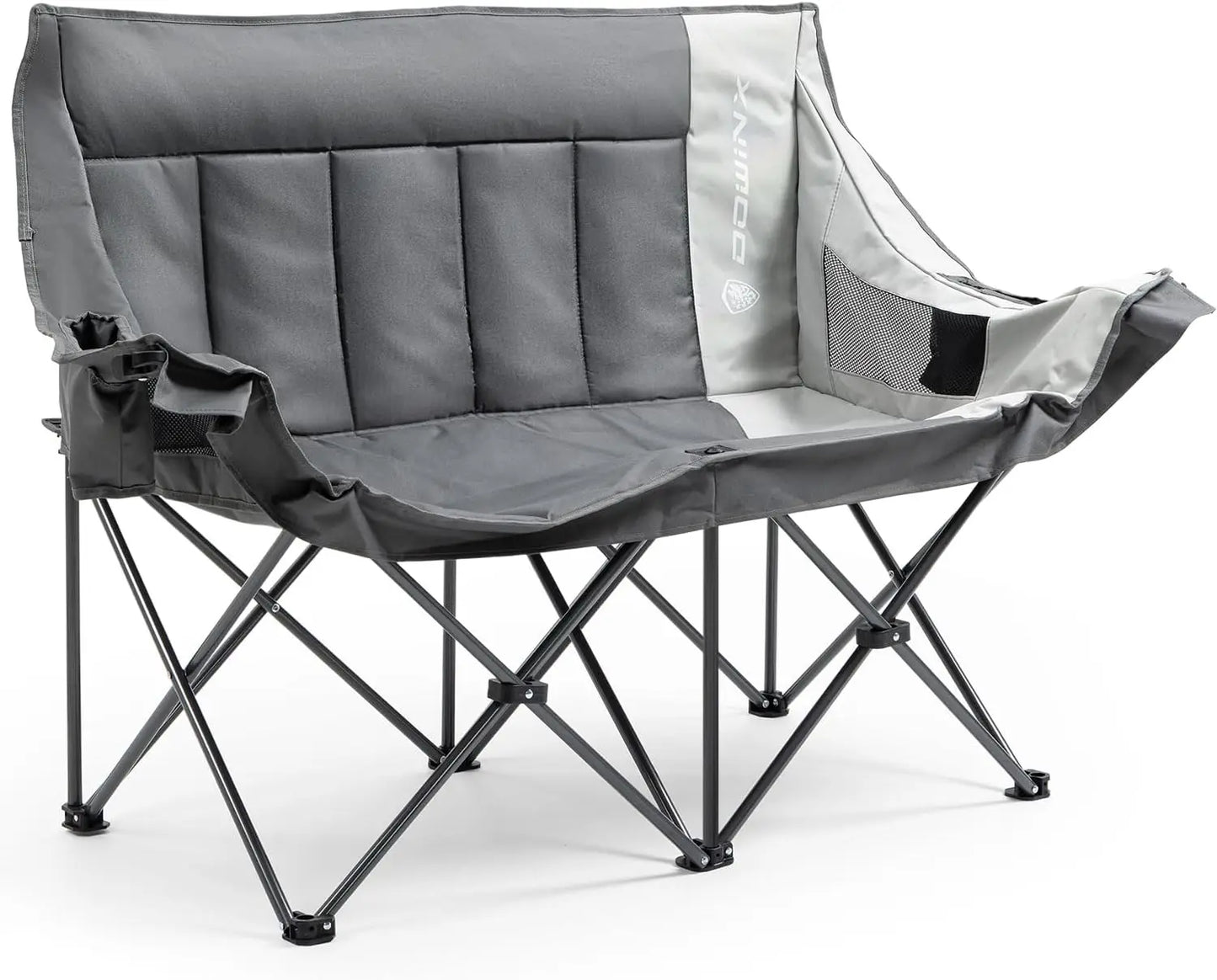 Double Camping Chair Loveseat, Portable Folding Outdoor Lawn Chair with Padded Seats, Armrests, Side Pockets, 440lbs Capacity