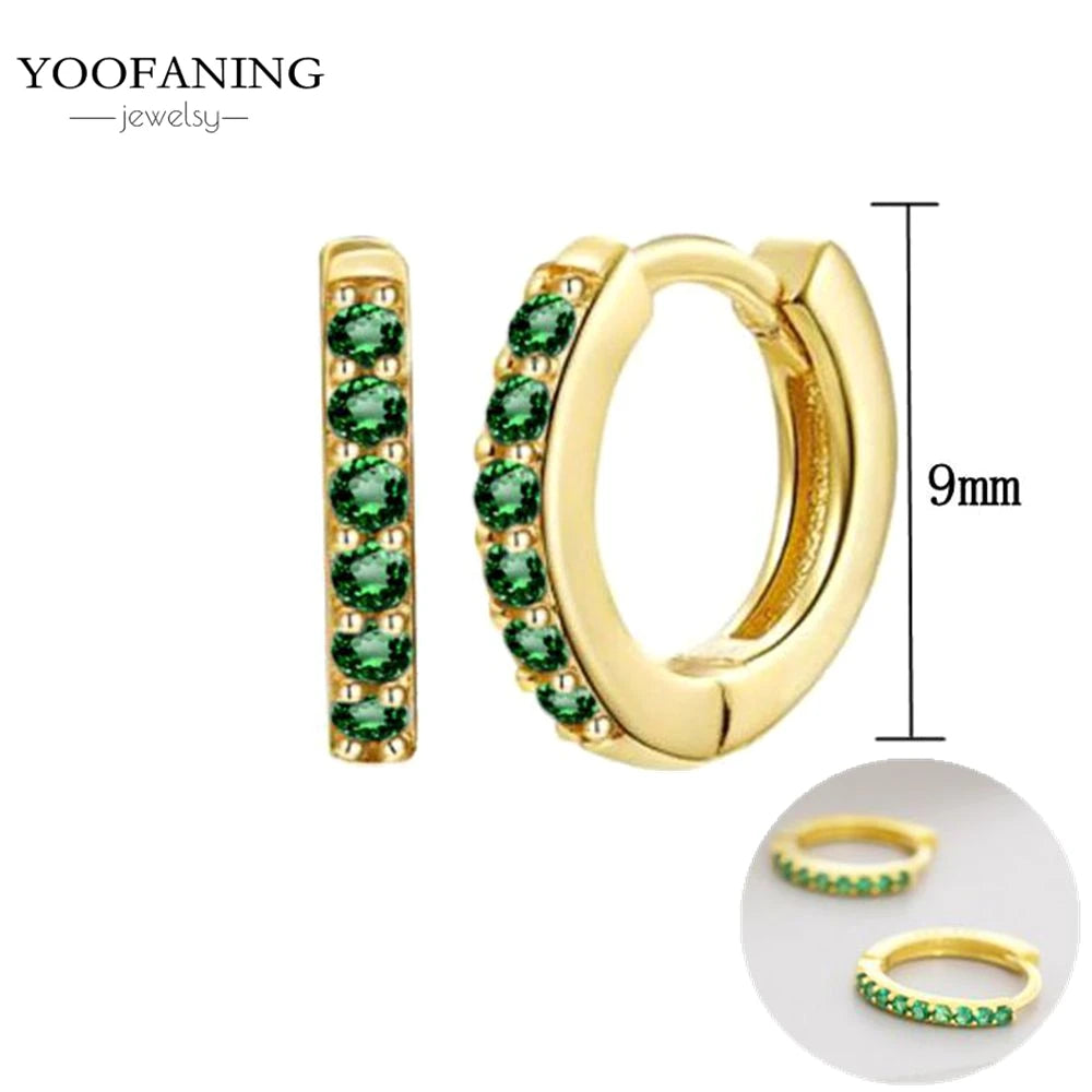925 Sterling Silver Women's Earrings – Heart-Shaped Green Zircon Flower with Geometric Luxury Design