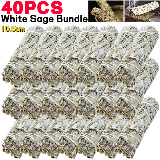 Natural White Sage Smudge Sticks (1–40 PCS) – California Pure Leaf Incense for Spiritual & Home Cleansing