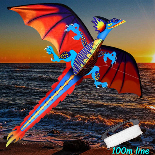 High-Quality Classical Dragon Kite - 140cm x 120cm, Single Line with Tail, Handle & String - Perfect for Flying Fun by Hengda