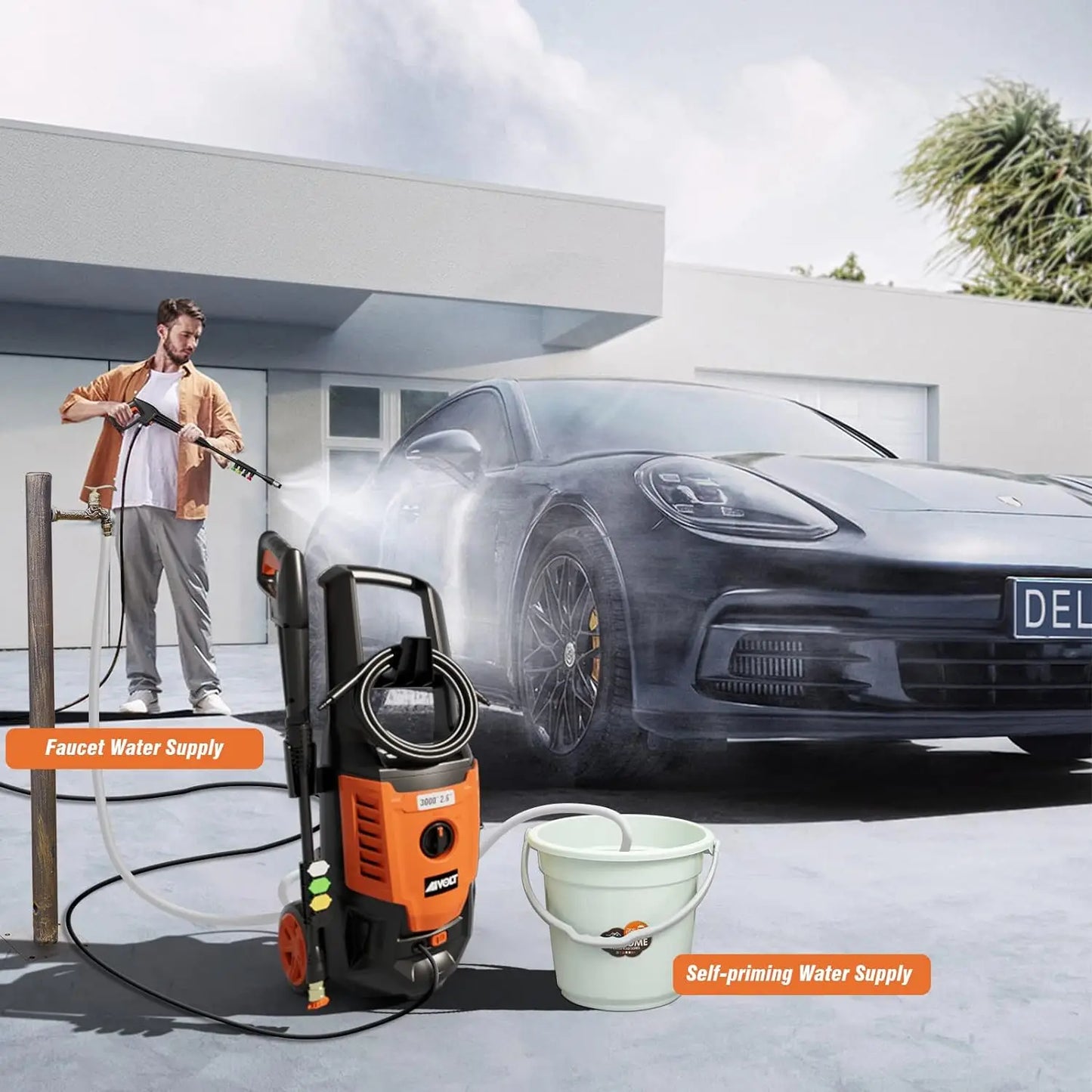 High-Pressure Electric Washer: 3000 PSI for Effortless Cleaning!