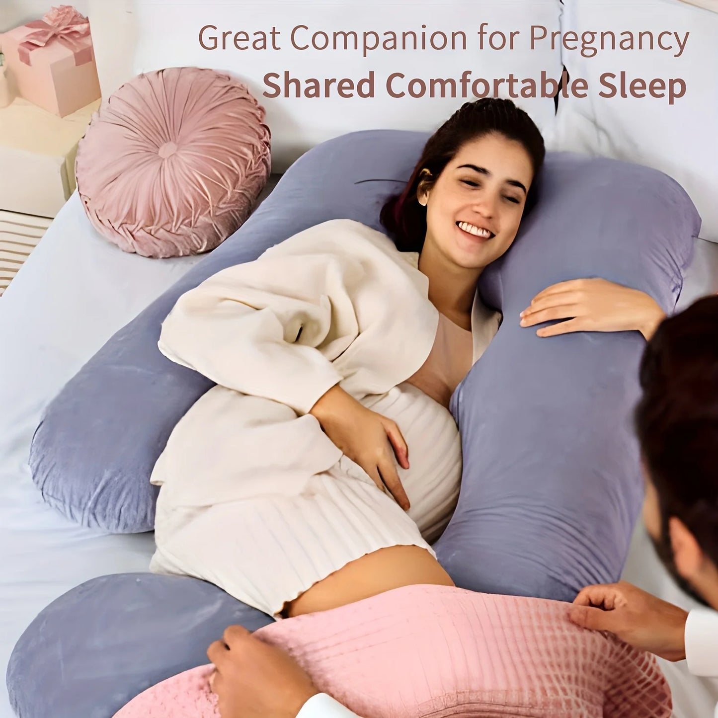 Ultimate Comfort for Moms-to-Be: Detachable G-Shaped Maternity Pillow with Velvet Support