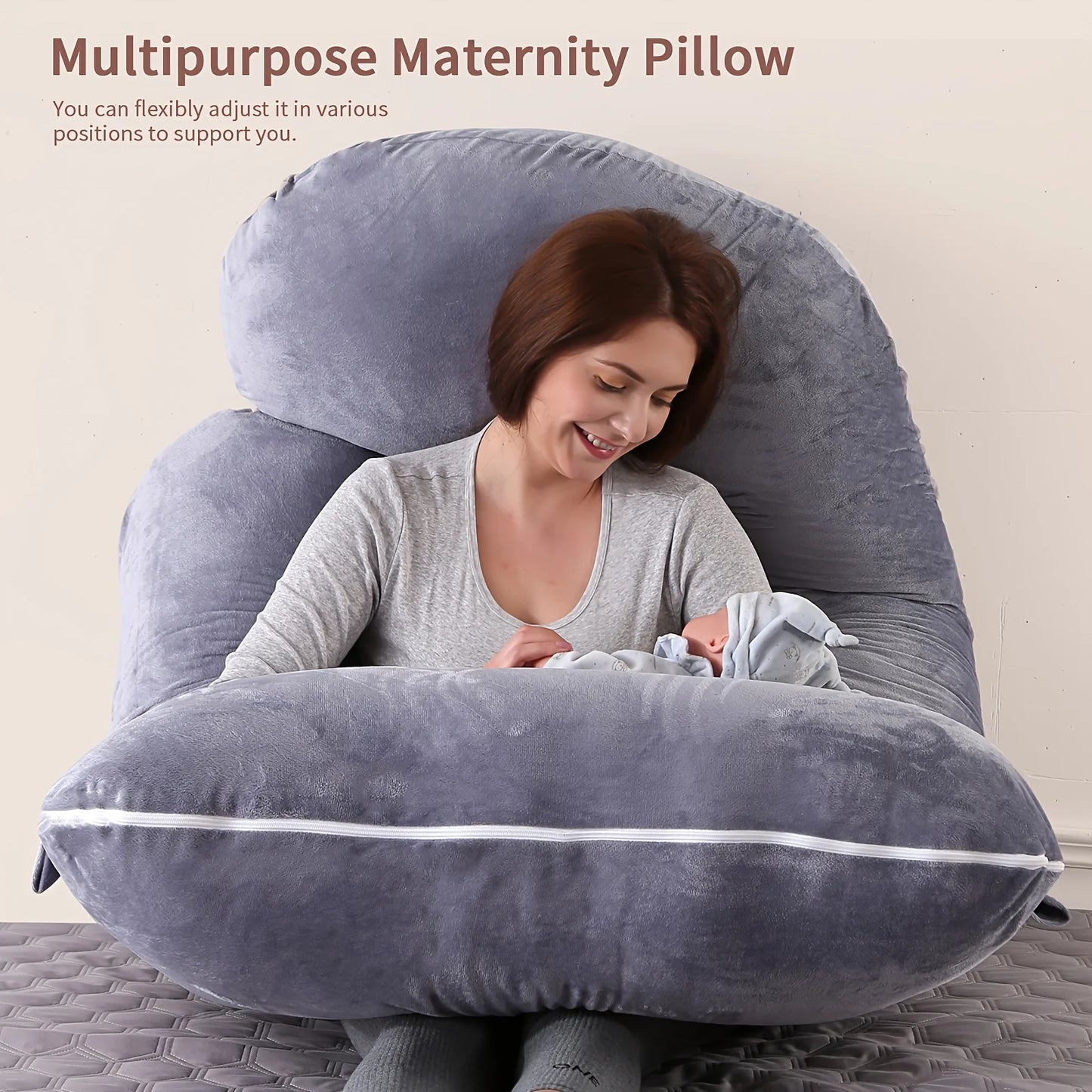 Ultimate Comfort for Moms-to-Be: Detachable G-Shaped Maternity Pillow with Velvet Support