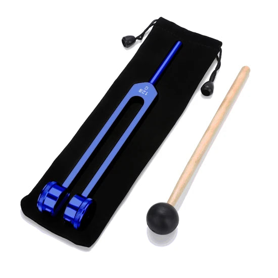 128C Tuning Fork Therapy Set: Neurological Healing, Chakra Alignment, Massage Vibration – Includes Mallet, Bag, & Ball Hammer!