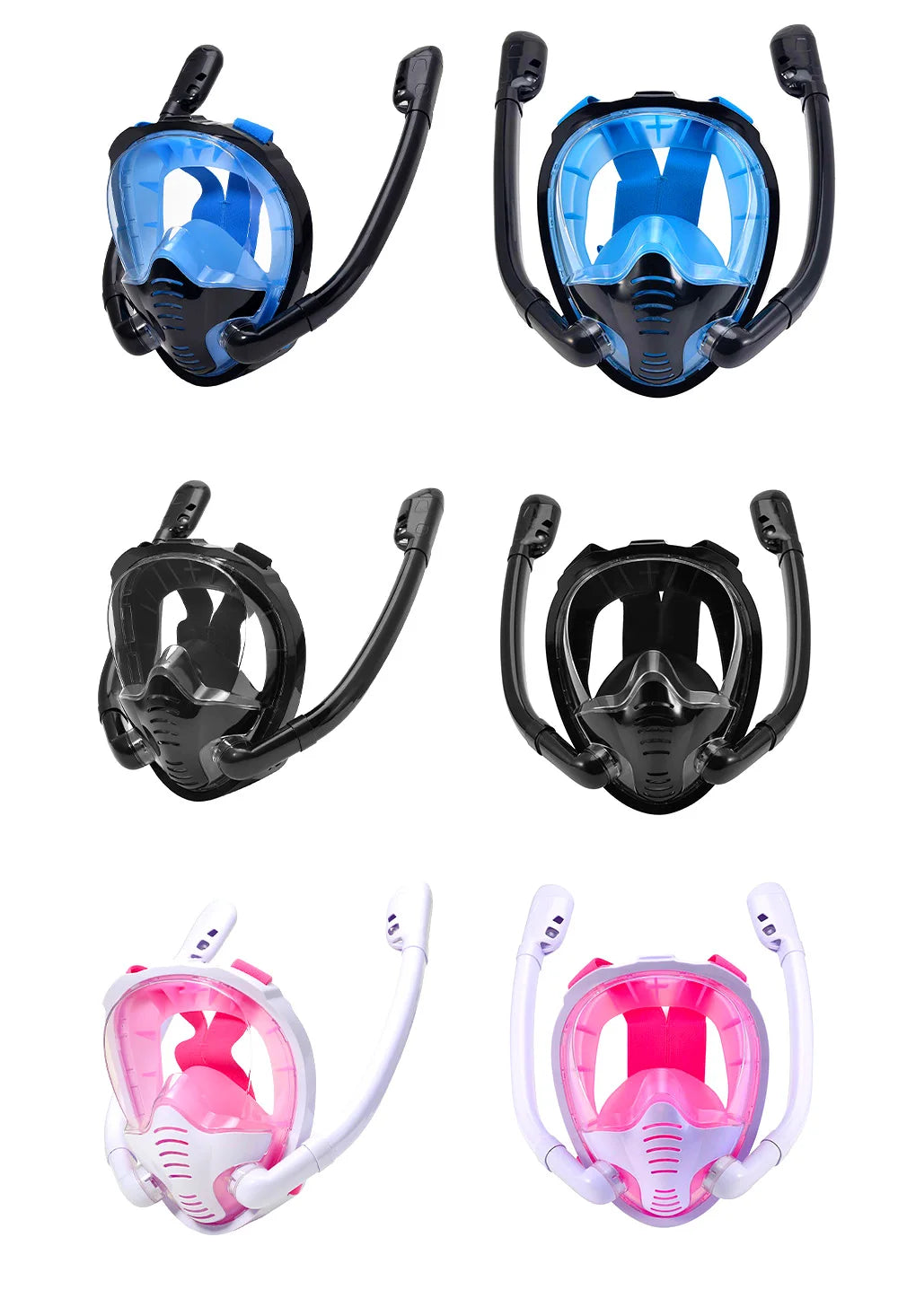 Enhanced Snorkeling Experience: 180° Panoramic View Full Face Snorkel Mask with Silicone Dry Top, Dual Snorkels, Anti-Fog, and Anti-Leak Technology