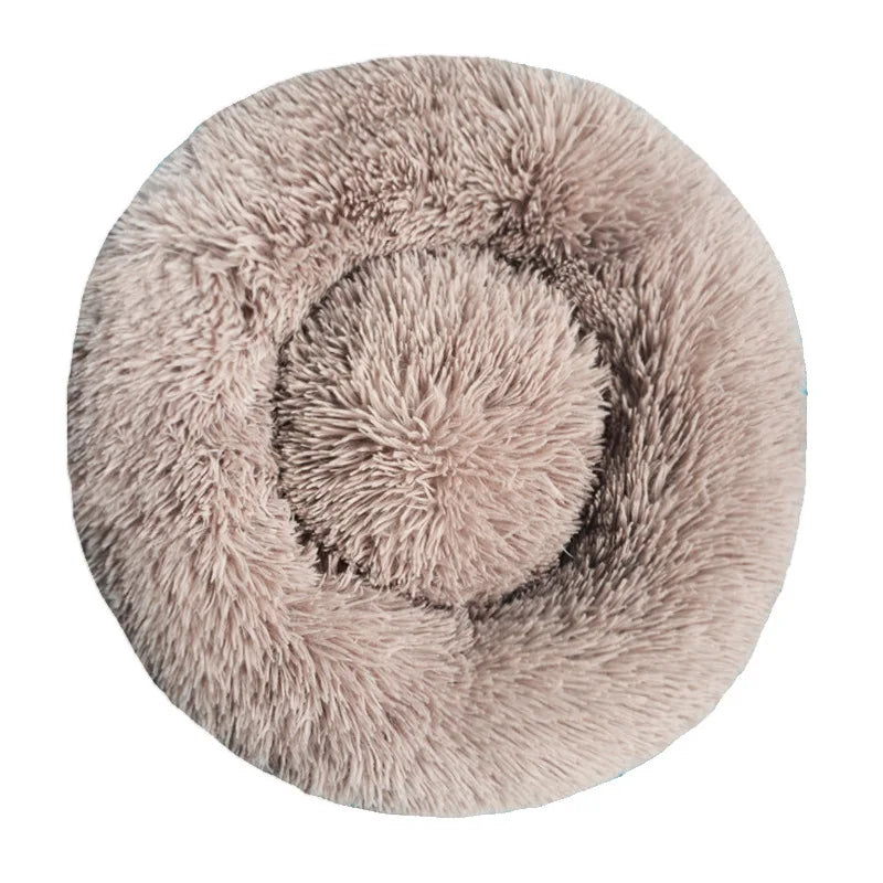 Round Plush Dog & Cat Bed – Winter Warm Washable Pet Bed for Small, Medium & Large Pets